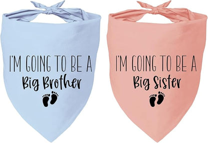 2 Pack Dog Bandana Pregnancy Announcement, I'm Going to Be a Big Brother Gender by YROVWENQ