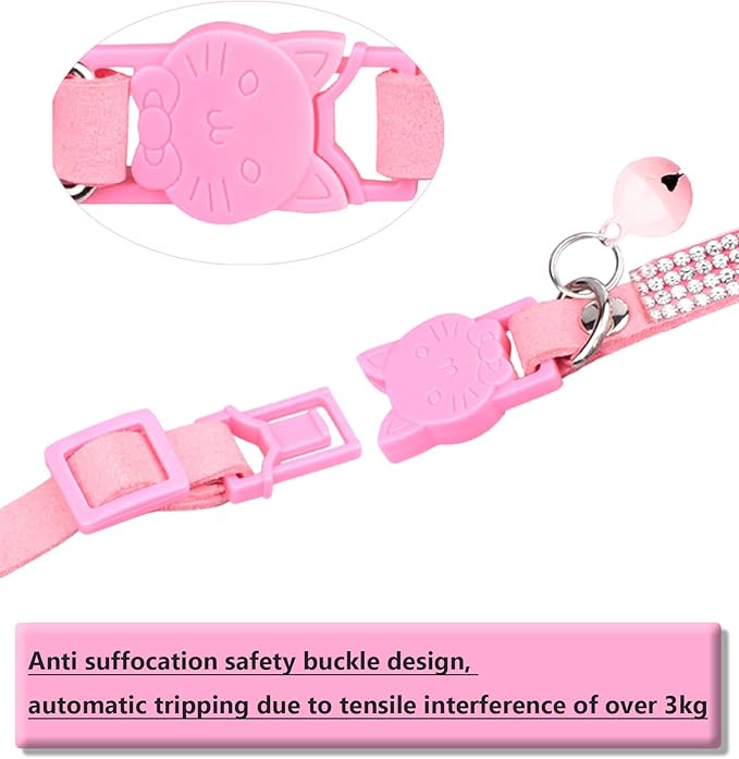 Cat Collars for Girl Cats with Rhinestone Soft Velvet, Breakaway Cat Collars - Image 5