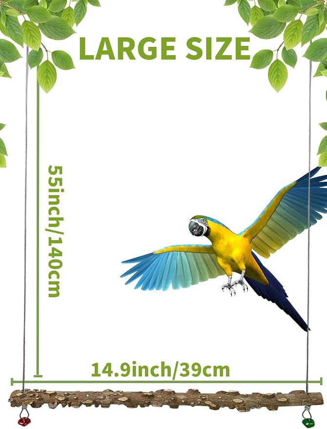 FlidRunest Bird Parrot Swing Toy, Natural Pepper Wood Bird Perch Stand - Image 4
