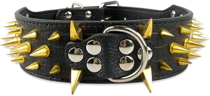 Serijoars Spiked Studded Dog Collar, PU Leather Dog Collar, Adjustable Pet by Serijoars