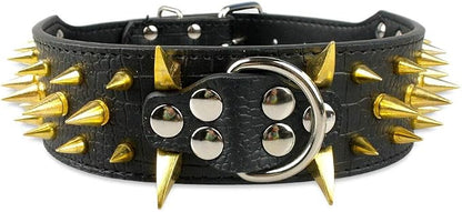 Serijoars Spiked Studded Dog Collar, PU Leather Dog Collar, Adjustable Pet by Serijoars