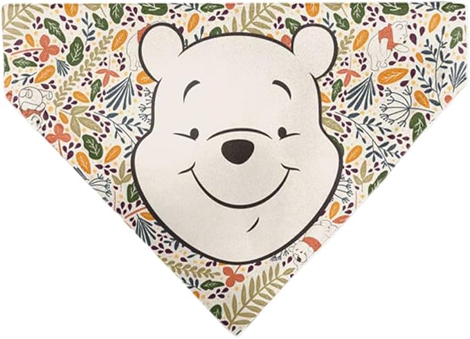 Disney Pet Bandana Winnie The Pooh Smiling Face Foliage Collage Multi Color by Buckle-Down
