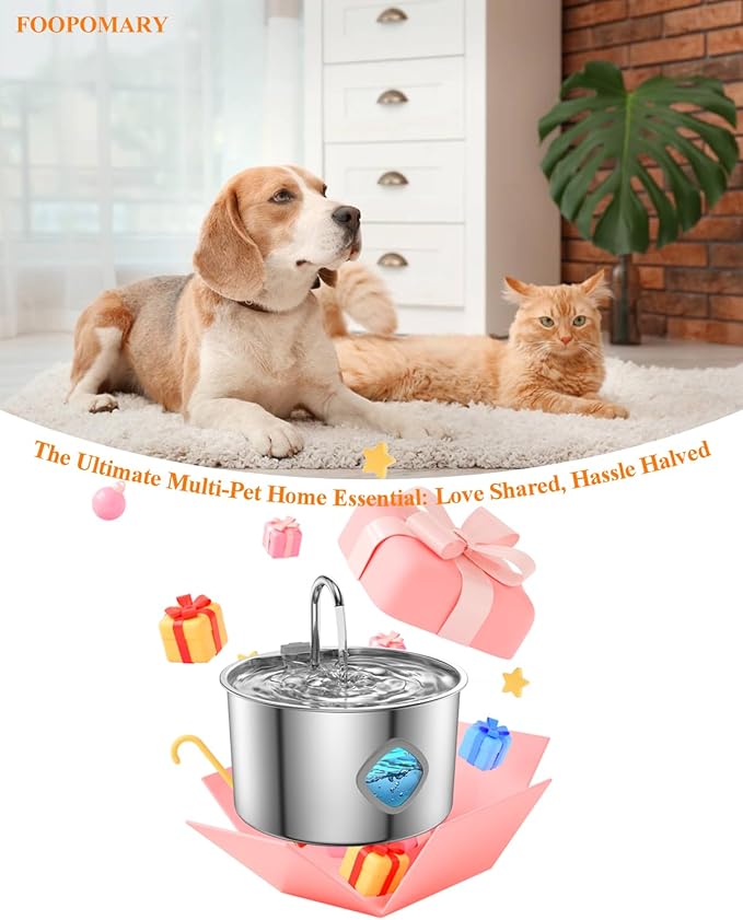 Cat Water Fountain Stainless Steel, 3.2L/108oz Automatic Pet Drinking Dispenser - Image 9