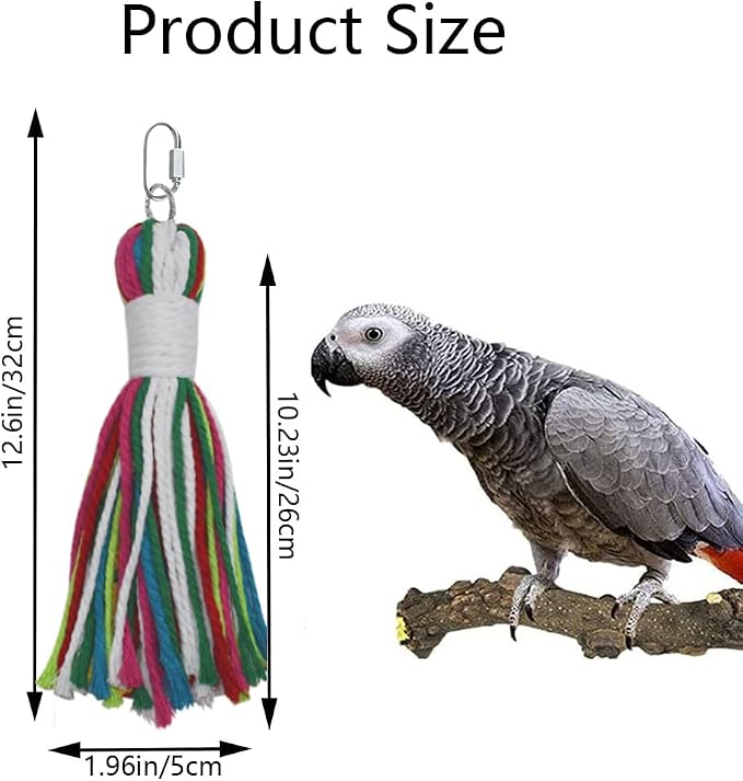 ASOCEA Pet Bird Parrot Colorful Cotton Rope Bite Chew Cage Hanging Toys - Image 3