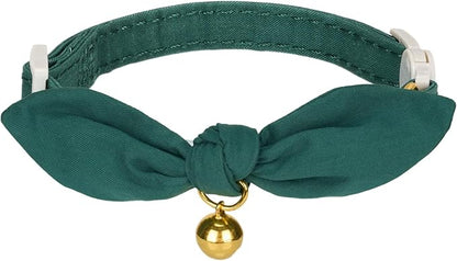 Bunny Ear Cat Collar with Bell and Bow Tie, Breakaway Cute Bowtie Kitten Collars by YUDOTE
