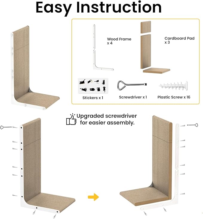 Cat Scratcher Lounge, 23 Inch L-Shaped Cat Scratch Pad, Vertical & Horizontal - Image 7