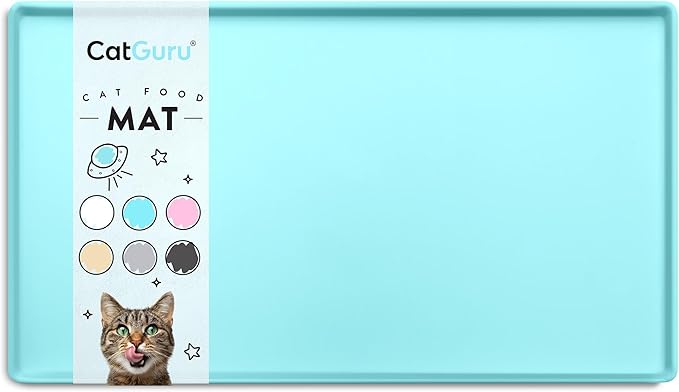 CatGuru Cat Food Mat, Small & Large Pet Feedingd Mat, 100% Waterproof Cat Mats by CatGuru
