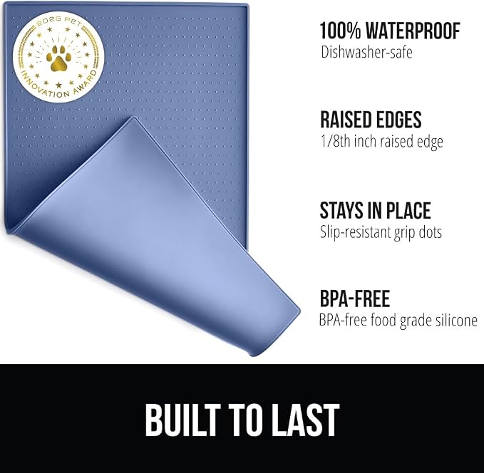 GORILLA GRIP 100% Waterproof Raised Edge BPA Free Silicone Pet Feeding Mat - Image 2