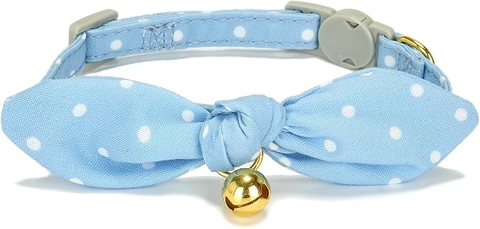 Bowtie Cat Collar with Bell, 2 Pack Cotton Breakaway Kitten Collars with - Image 3