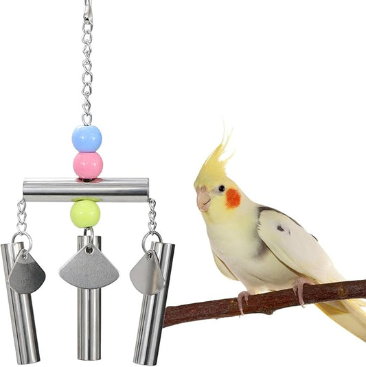 Wontee Bird Stainless Steel Bells String Parrot Hanging Chew Toy by Wontee