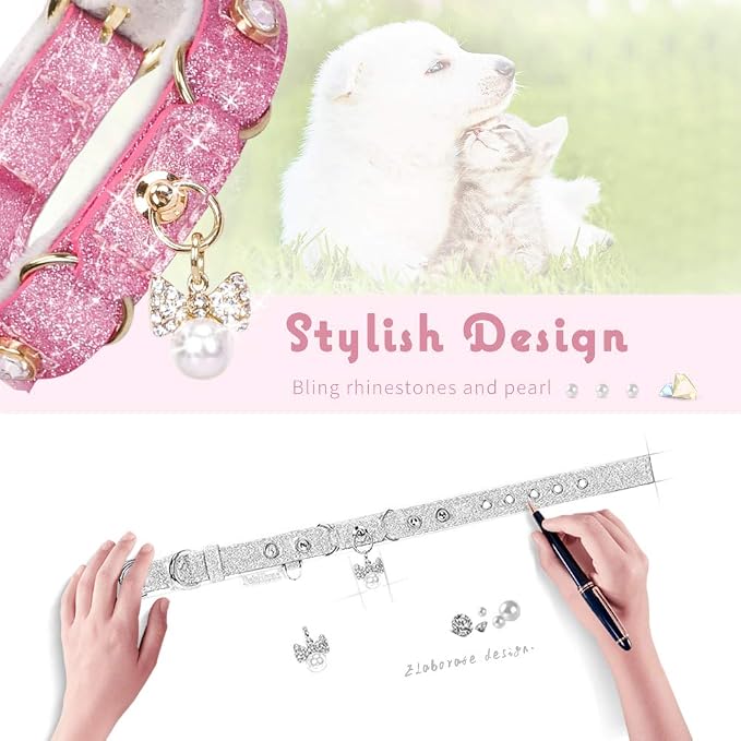 PetsHome Cat Collar, Dog Collar, PU Leather Adjustable Pet Collar - Image 2