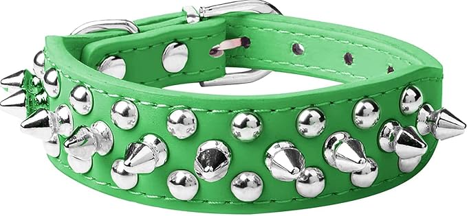 Spiked Dog Collar Soft Pu Leather Mushrooms Rivet Spike Studded Puppy by Unknown