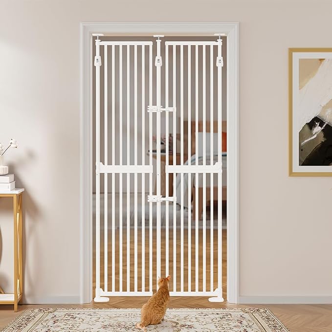 unipaws 75" High Extra Tall Cat Gate, Auto Closing and No Drilling Safety Gate by unipaws