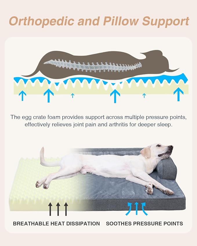 KSIIA Washable Dog Bed XL Senior Dog, Orthopedic Warm Soft Pet Sofa Waterproof - Image 2