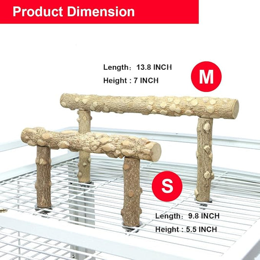 Bird Perch Stand, Bird Cage Top Perch Gym, Natural Wood Parrot Branch - Image 2