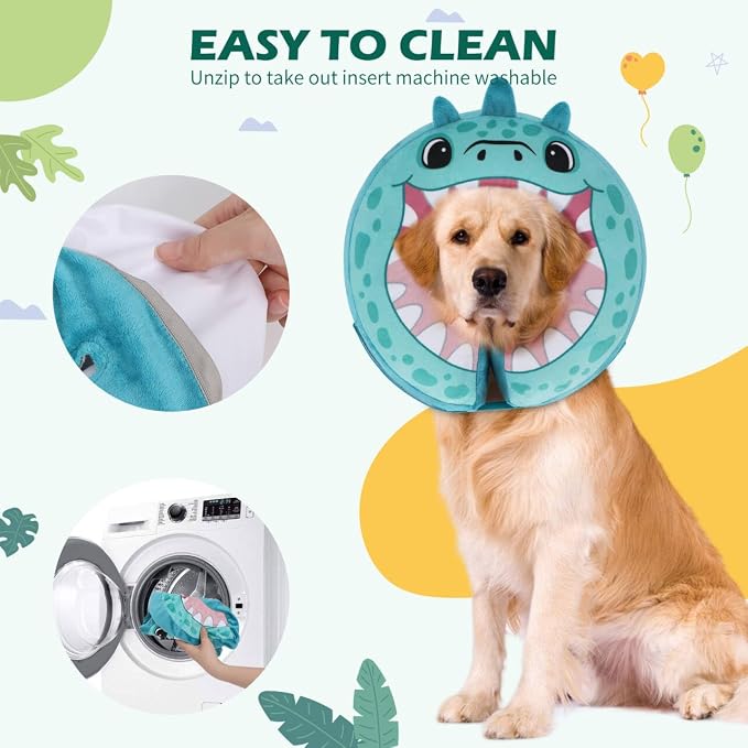 IEUUMLER Inflatable Recovery Dog Collar, Protective Donut Cone, Adjustable Soft - Image 6