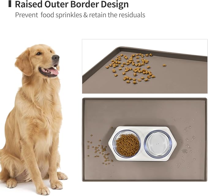Dog Food Mat, Silicone Waterproof Food Tray, Non Slip Pet Bowl Mats Placemat - Image 3