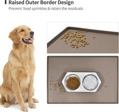 Dog Food Mat, Silicone Waterproof Food Tray, Non Slip Pet Bowl Mats Placemat - Image 3