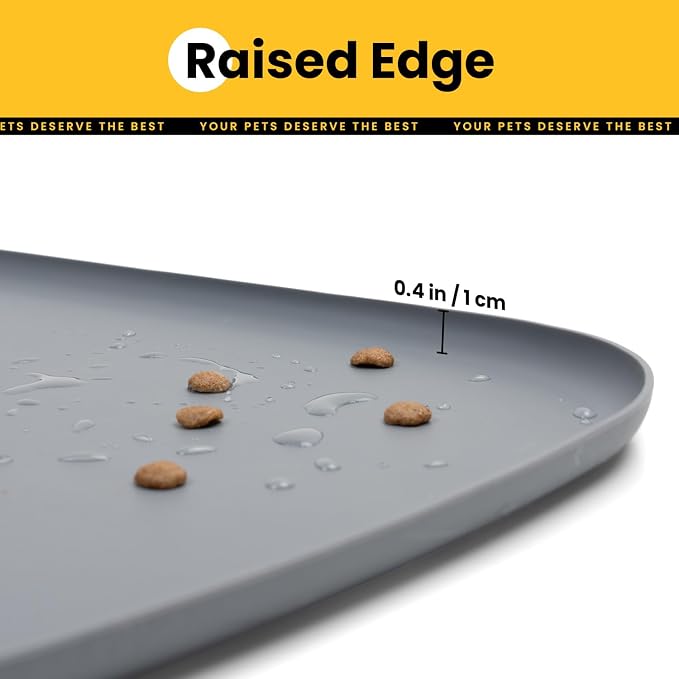 Silicone Dog Food Mat with Side Pocket & Hook Hole, Soft Raised Edges, Easy - Image 5