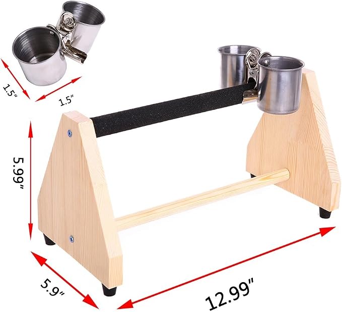 QBLEEV Parrot Play Wood Stand Bird Grinding Perch Table Platform Birdcage - Image 3