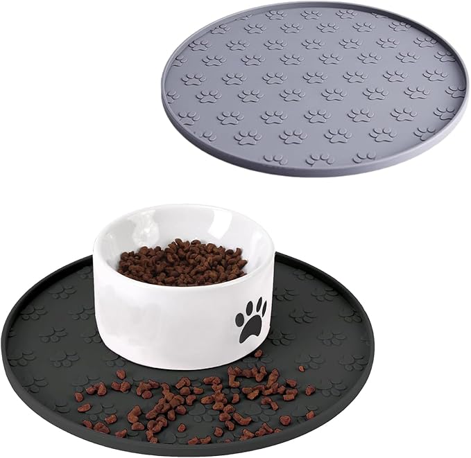 Dog Food Mat - Waterproof Cat Bowl Mat, Silicone Pet Food Mat by WLDJMP