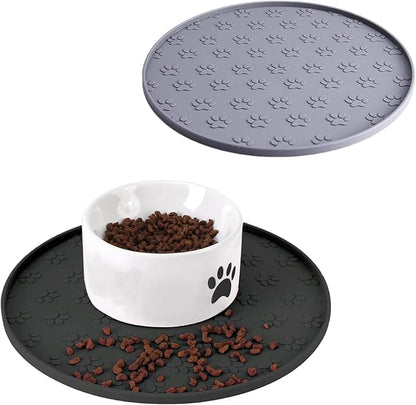 Dog Food Mat - Waterproof Cat Bowl Mat, Silicone Pet Food Mat by WLDJMP