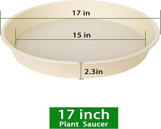 4 Pack of 16 17 inch Plant Saucer, 2.3" Depth, Heavy Duty Deep Plant Trays - Image 2