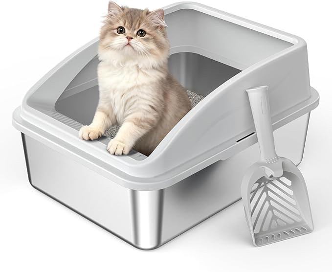 Stainless Steel Litter Box | Metal Kitty Litter Box by AIPERRO