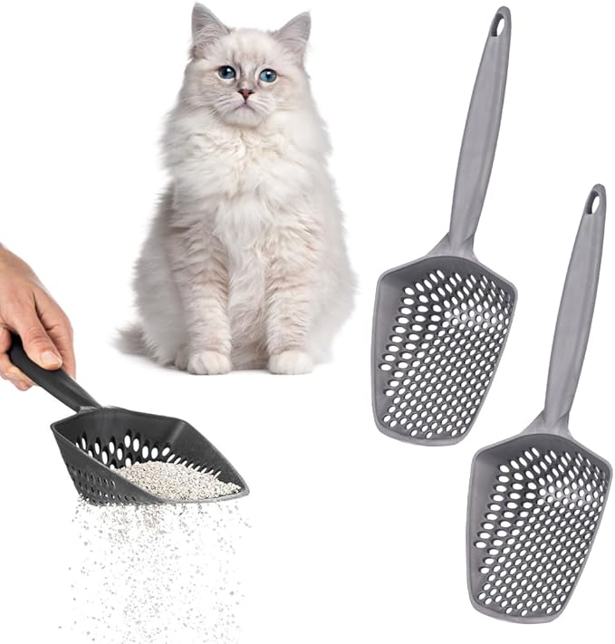 Set of 2 Cat Litter Scoop with Small Holes, Deep Sifting Shovel by EYNEL