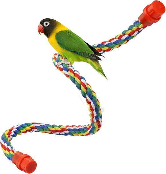 Bird Rope Perches for Parrots, Cockatiels, Budgie Cages Comfy Birds Colorful by Mygeromon