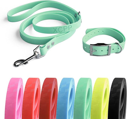 4.2FT Dog Collar and Leash Set, PVC Waterproof Adjustable Odor Proof Pet by Unknown