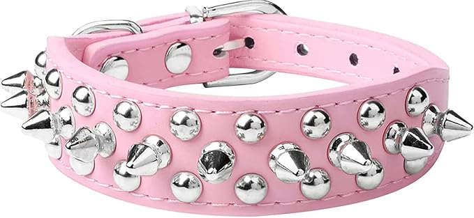 Spiked Dog Collar Soft Pu Leather Mushrooms Rivet Spike Studded Puppy by Unknown