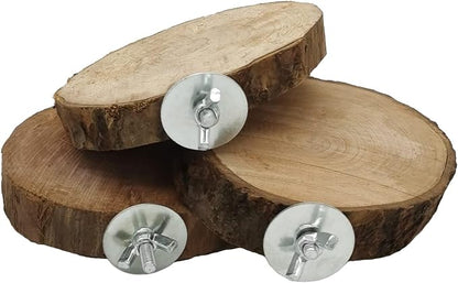 Hamiledyi Perch Platform for Bird Cage, Natural Round Wooden Stand Platform by Hamiledyi