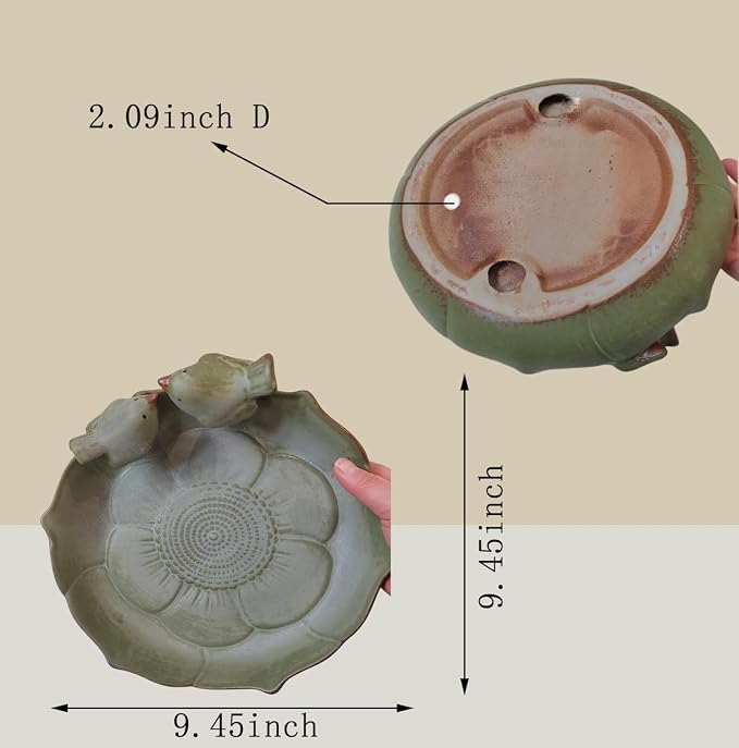 Ceramic Bird Bath for Outside on Ground, 9.45-Inch Birds Bath Bowl Only - Image 5