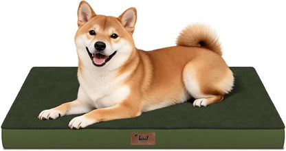 Plush Dog Bed for Medium Dogs, Waterproof Dog Crate Mat Orthopedic Egg Crate by TailStories
