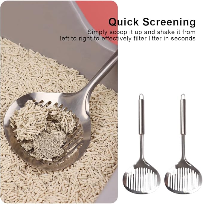 Kakalote 2pcs Cat Litter Scoop, Stainless Steel Durable Litter Scoop - Image 4