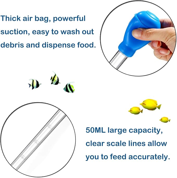 KABASI Coral Feeder Fish Feeder Waste Clean Tool, 50ml Manual Acrylic Pipette - Image 5
