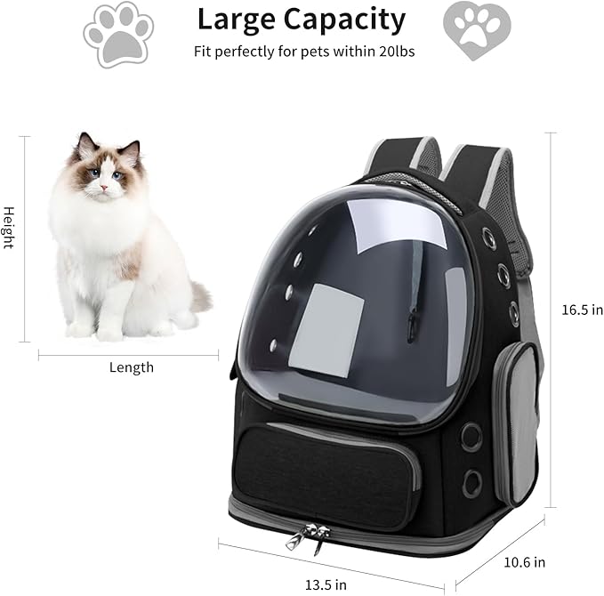 Cat Backpack Carrier for Cats and Small Dogs, Breathable Cat Bubble Backpack - Image 5