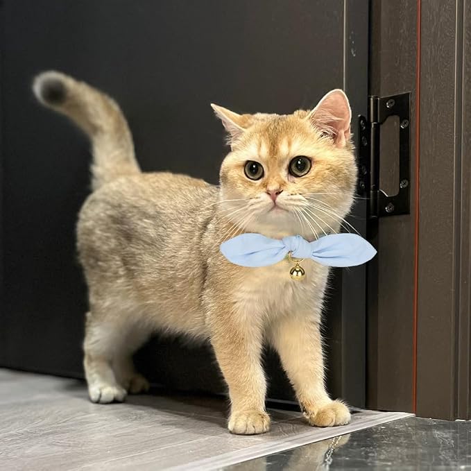 Bunny Ear Cat Collar with Bell and Bow Tie, Breakaway Cute Bowtie Kitten Collars - Image 5