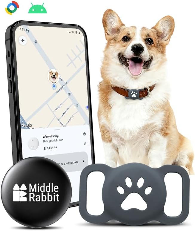 Dog GPS Tracker Tag for Android, Pet Tracker for Dogs | No Subscription by MiddleRabbit