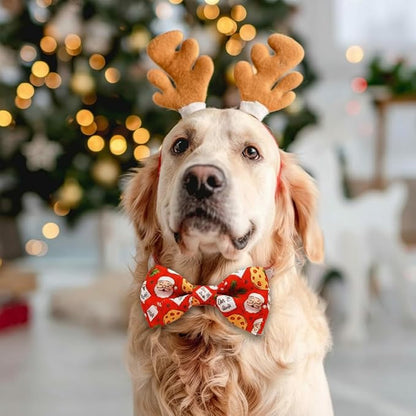 Christmas Dog Collar with Bow Tie Set, Adjustable Puppy Collar - Image 5