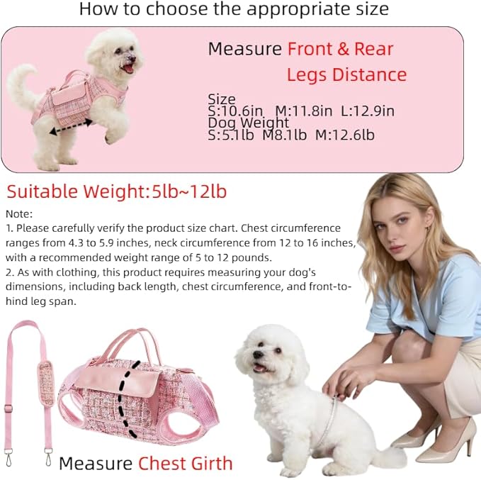 Dog Lift Harness Backpack for Small Dogs Cats, Adjustable Straps Dog Sling - Image 3