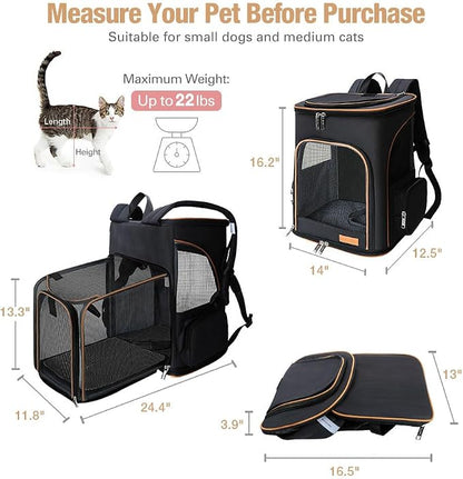 Lekereise Black Cat Backpack for Large Cats and Dogs Up to 20-25 Lbs Expandable - Image 2