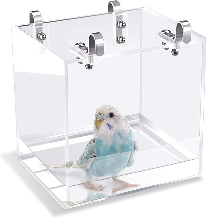 Hanging Bird Bath Cube Bird Bathtub Bath Shower Box Bowl Cage Accessory by GURECOD