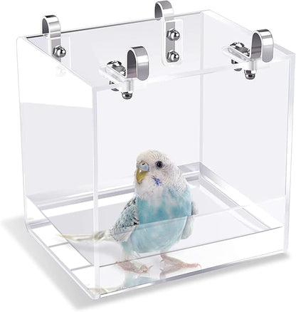 Hanging Bird Bath Cube Bird Bathtub Bath Shower Box Bowl Cage Accessory by GURECOD