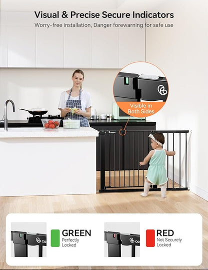COMOMY 30" Tall Baby Gate for Stairs Doorways, Fits Openings 29.5" to 46" Wide - Image 4