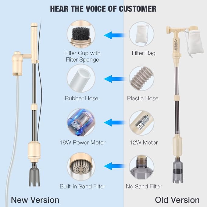 AKKEE Aquarium Vacuum Gravel Cleaner: 18W Gravel Vacuum - Image 9