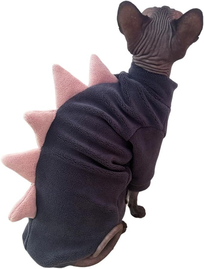 Dinosaur Sphynx Cat Clothes, Soft Polar Fleece Sweater - Image 5