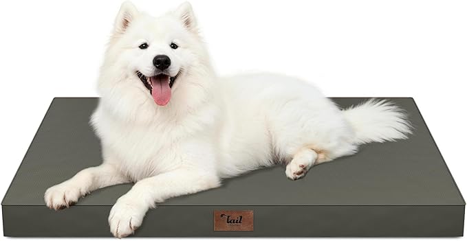 Outdoor Large Washable Dog Bed, Orthopedic Egg Crate Foam Dog Crate Mat by TailStories