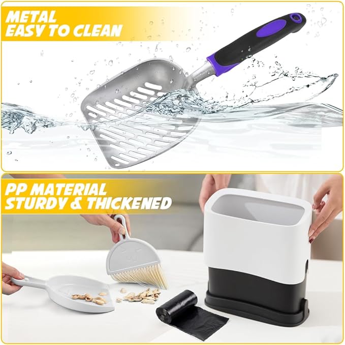 Cat Litter Scooper with Holder, Metal Cat Litter Scoop, Kitty Poop Scooper Stand - Image 5